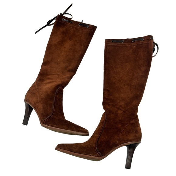 Coach Bella Brushed Suede Leather Boots Brown Womens Size 9 - Picture 1 of 6